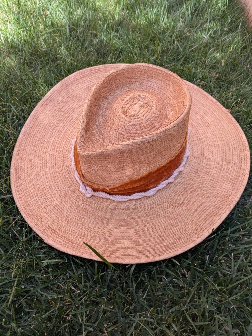 Straw Summer Hat with Custom Band Sz S
